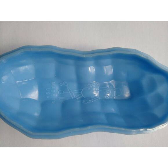 Mr Peanut Hard Plastic Nut Shaped Candy Container Planters Embossed Blue 1950s - Picture 6 of 12